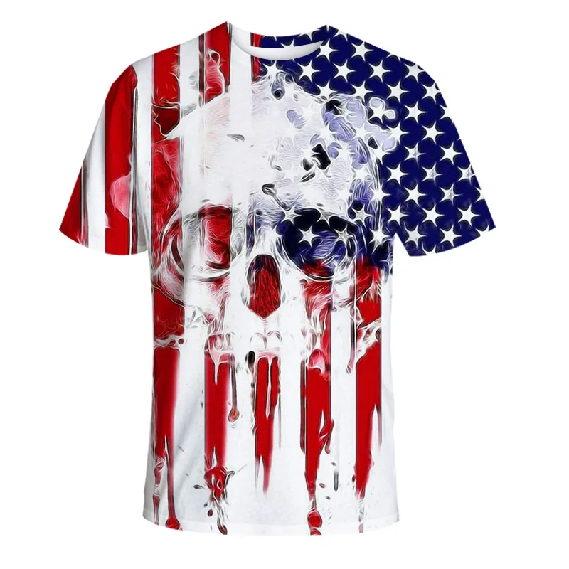 
The new summer 2020 skull Digital Printed T-shirt with round neck has short sleeves 