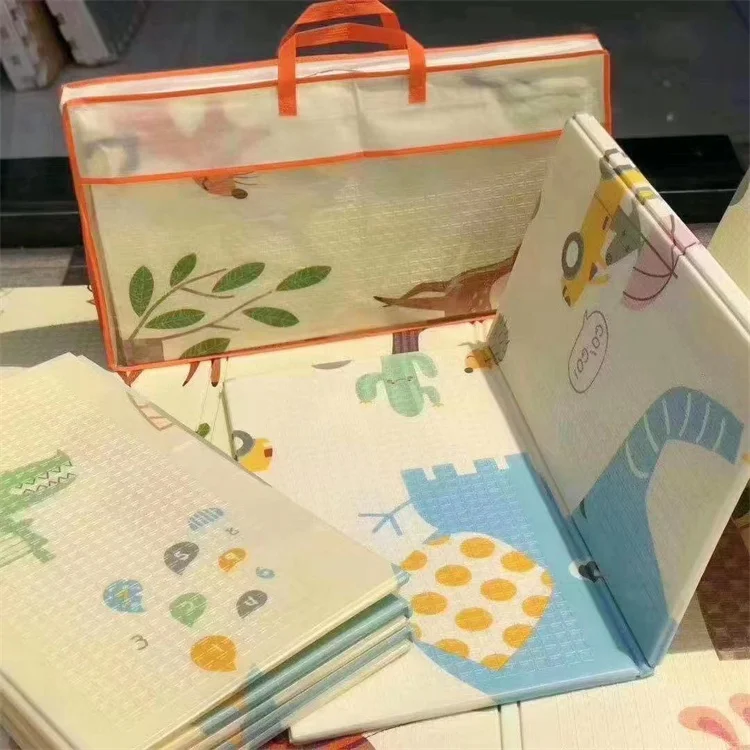 non-toxic folding kids portable cartoon printed mat xpe foam crawling baby foldable play mat XPE mat