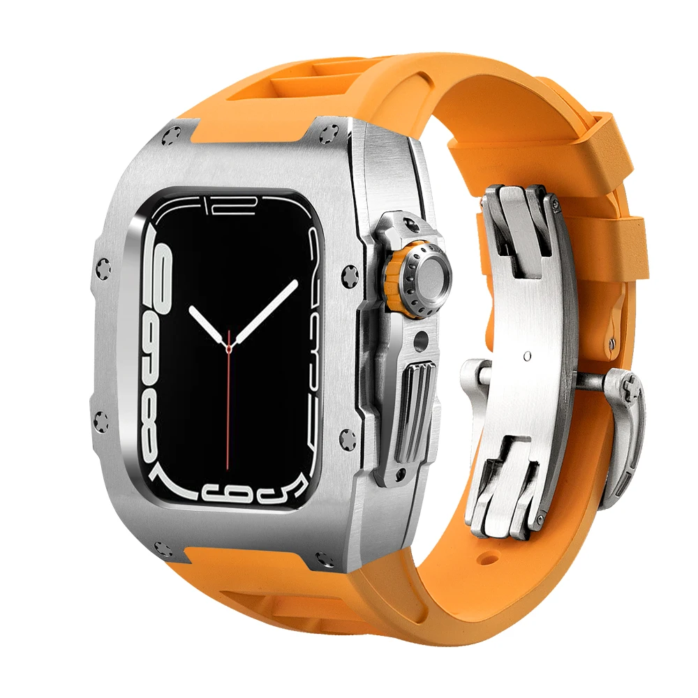 Комплект для часов из нержавеющей стали 316L резиновый корпус Apple Watch Series 8 7 6 SE 5 4 3 44 45