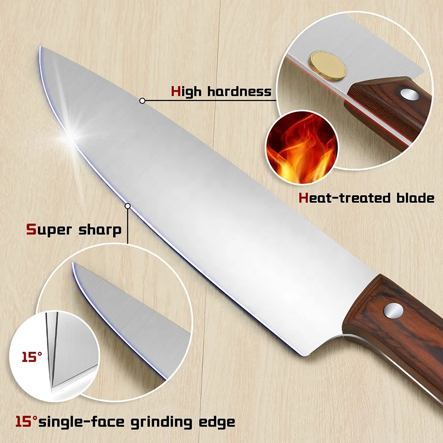 High quality stainless steel kitchen chef knives kitchen set professional kitchen knife block set
