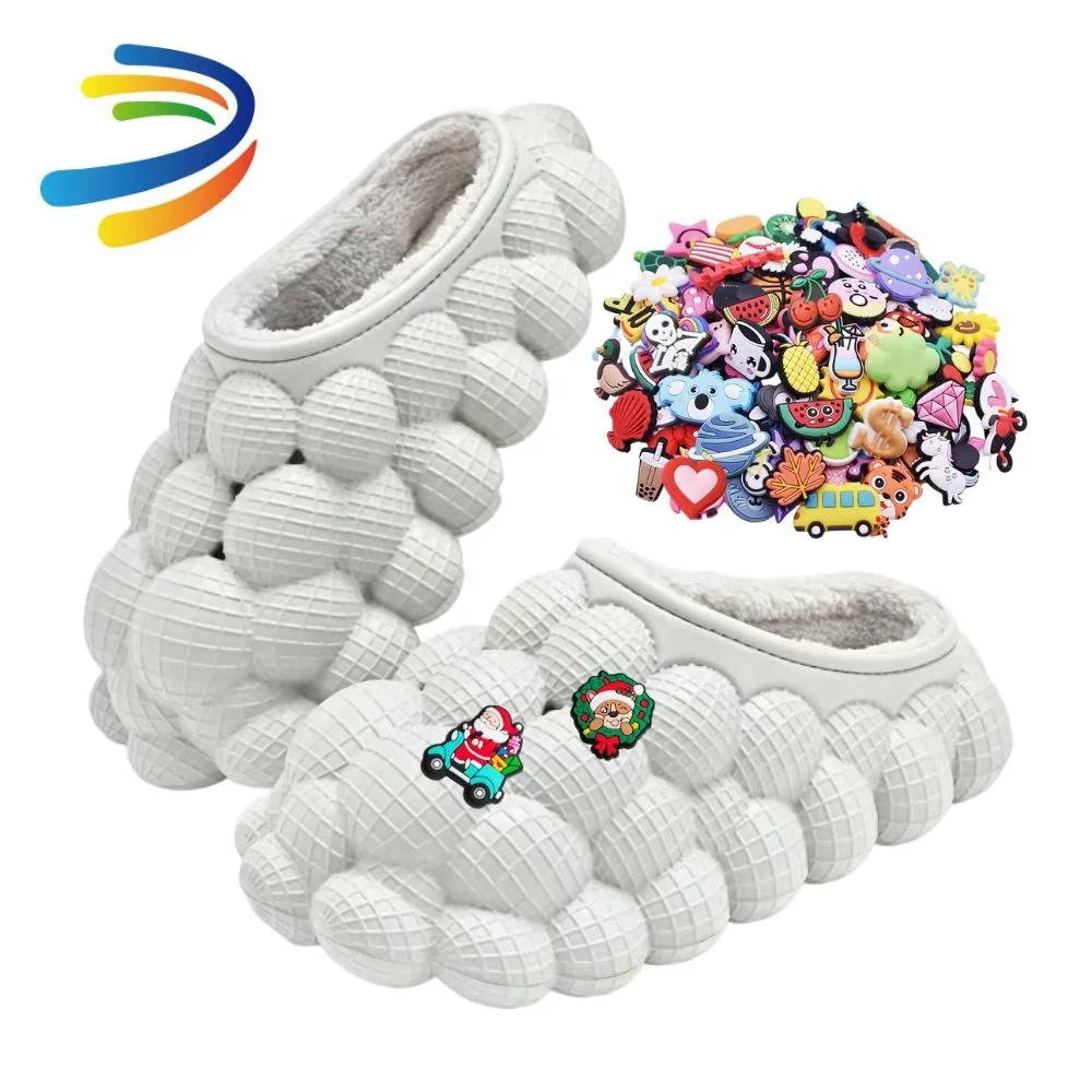 wholesale slide slippers 2022 plush indoor house eva winter warm indoor cotton winter fur bubble slippers foam bubble slides