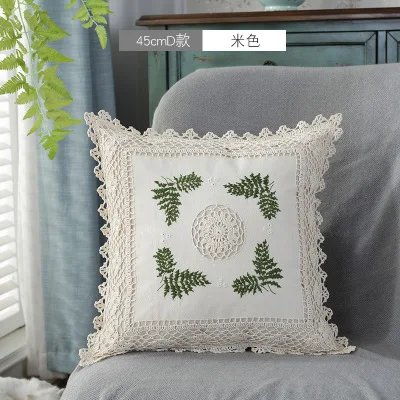Vintage Hand-crocheted Cotton Thread Hollow Woven Blend Set Square Lounge Chair Knitting Sofa Decorative Pillow Case
