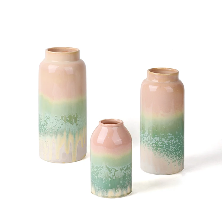 
 Китайская Фабрика K & B, скандинавский маленький большой белый градиент, керамическая ваза для цветов, фарфоровые вазы с реактивной глазурью   (1600078980713)