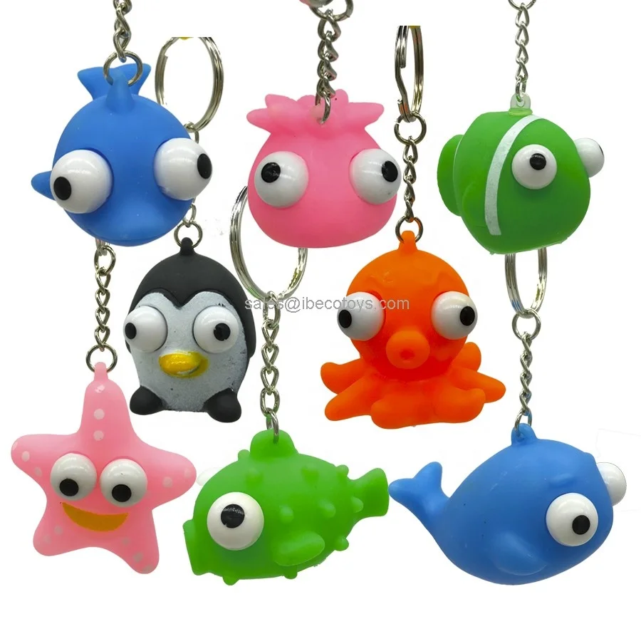 Squeeze Pop Out Eye Squishy Sea Lift Toy Key Chain for Vending Machine Capsule 55mm