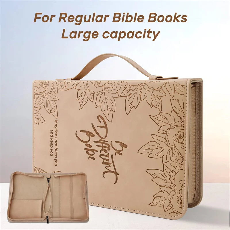 PU Leather Waterproof Large Bible Case Leather Carrying Book Case with Handle Bible book Cover for Women