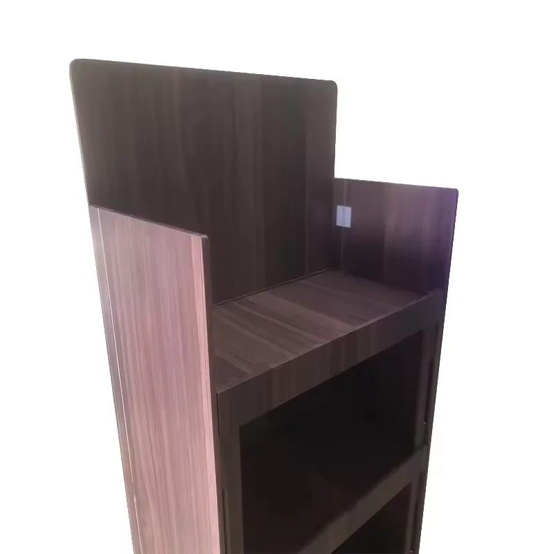 4-Tier MDF Wood  Wine & Beverage Display Rack Floor Stand Shelf for Store Use in Supermarkets Shopping Malls