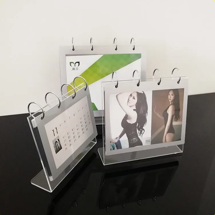 Accept Customized Acrylic Desk Calendar Stand Holder Standing Calendar