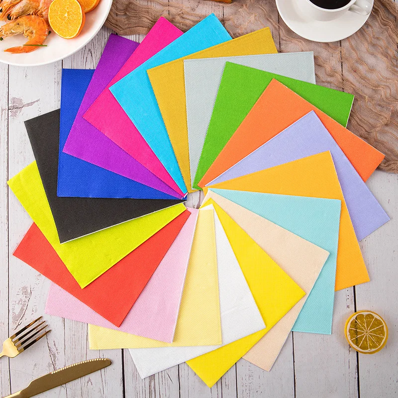 Однотонные бумажные салфетки для вечеринки западный ресторан украшения многоцветные квадратные полотенца прямые продажи с фабрики