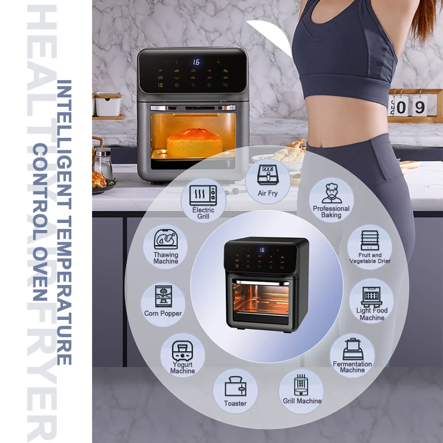 10L XL Home Kitchen Smart Electric Digital Touch Screen Vertical Multi Layer Skewer Pizza Toaster Air Fryer Oven without Oil