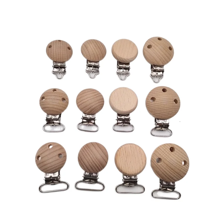 Natural Beech Wooden Pacifier Clip Baby Pacifier Clips Dummy Clips  DIY Pacifier Chain Nursing Accessory