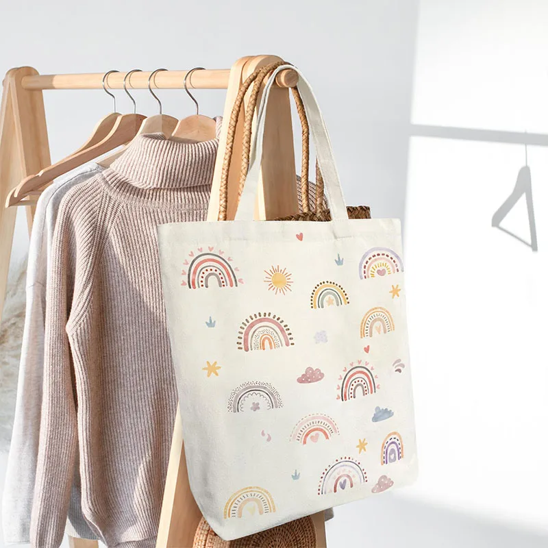 Customized Logo  printable Shopping large Personalized Initial Canvas Beach Bag Monogrammed Gift Tote Bag for Women