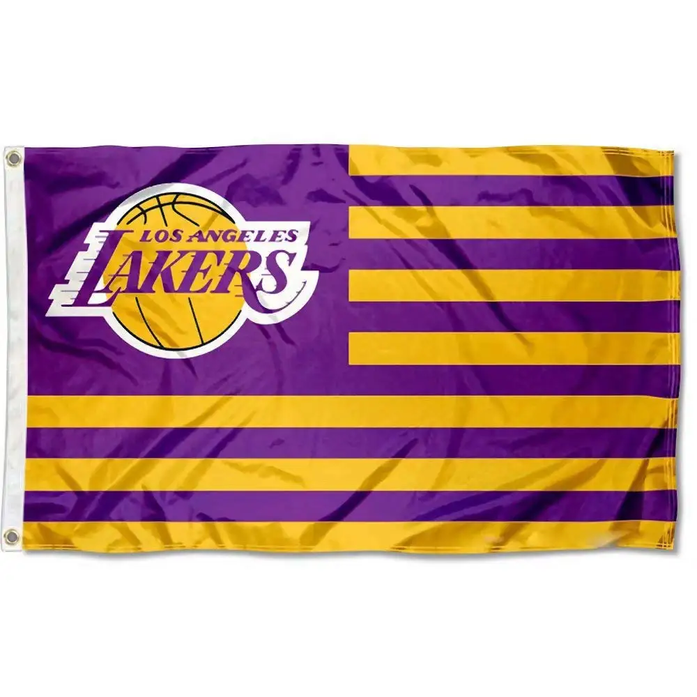 Shipping Fast Los Angeles Lakers American Flag and Banner