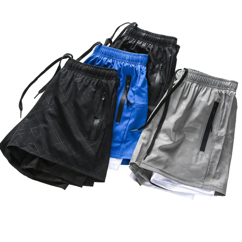 Men Fake Two Running Shorts Men Basketball Gym Sport Short Pants Athletic Tennis Volleyball Crossfit Training Fitness Clothing