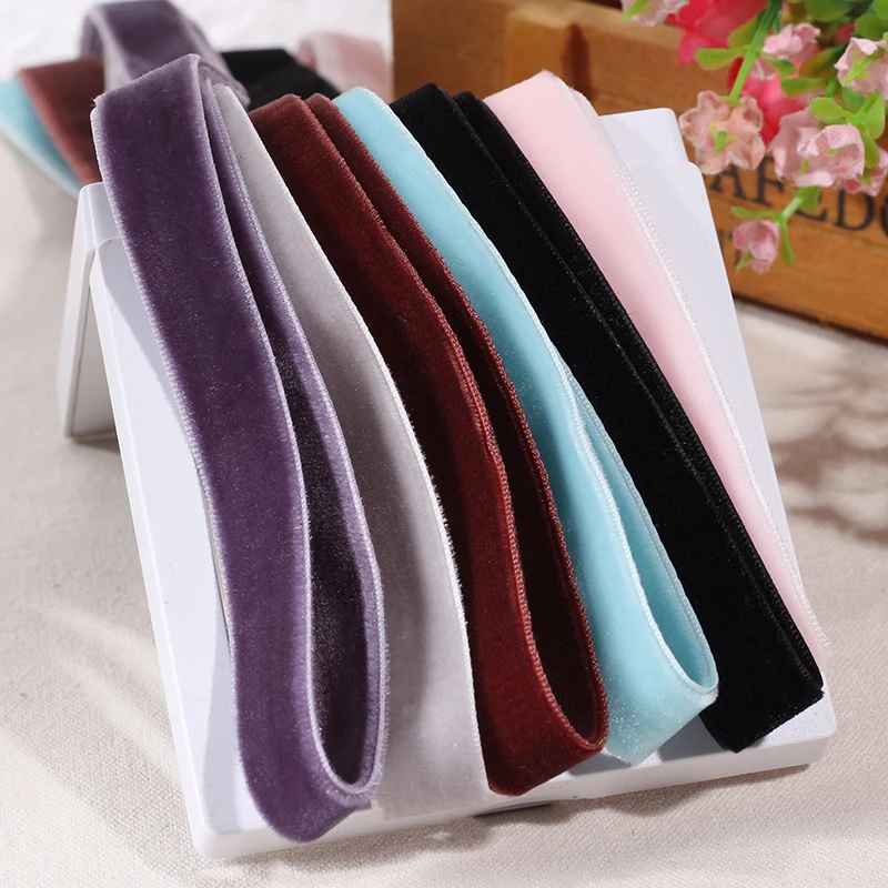 Factory Wholesale Garment Use Velvet Bow  Double Face Black and White Velvet Ribbon