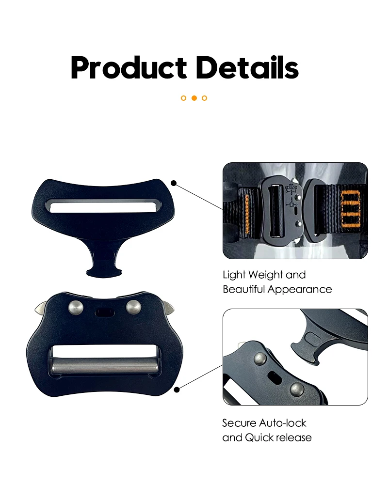 Aluminium Alloy Black 18KN ANSI Quick Release Buckle for Fall Protection Safety Harness