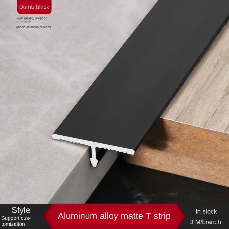 Aluminum Alloy T-Shaped Strip Flat Seam Background Wall Cabinet Metal Decorative Line Tile Accessories Embedded Edge Tile