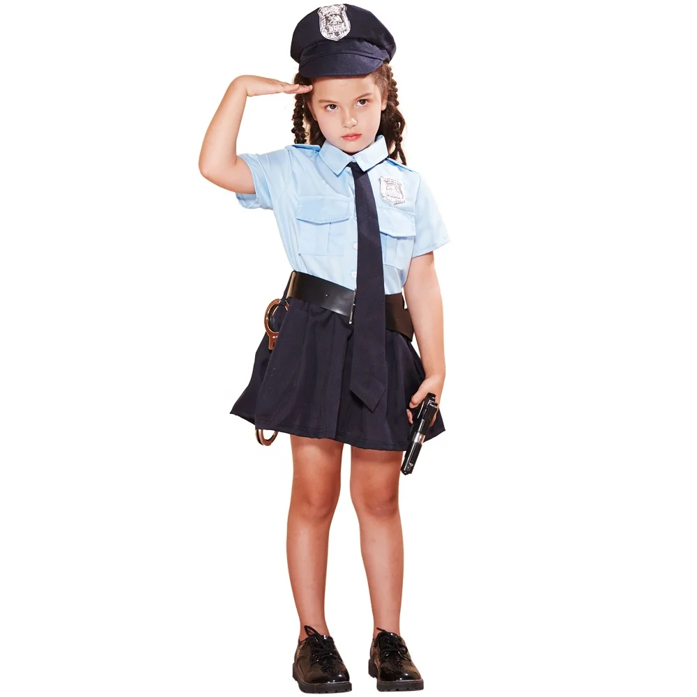 Cute Halloween costume for girls kids police women cosplay uniform naughty cop fancy dress festival clothing