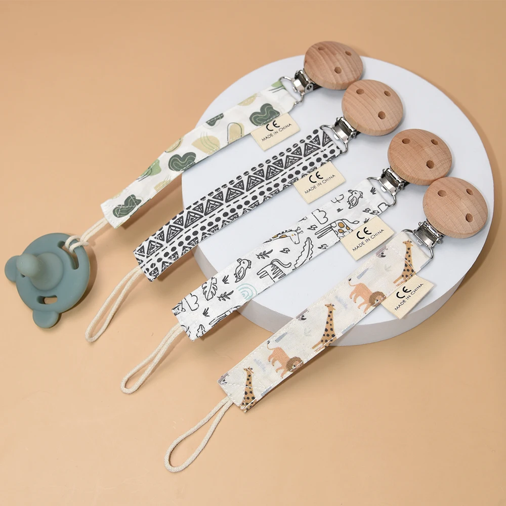 Animal Fabric Pacifier Clip Safe Cotton Baby Infant cloth Pacifier Chain Clip Holder Nipple Rope Baby Pacifier Clips
