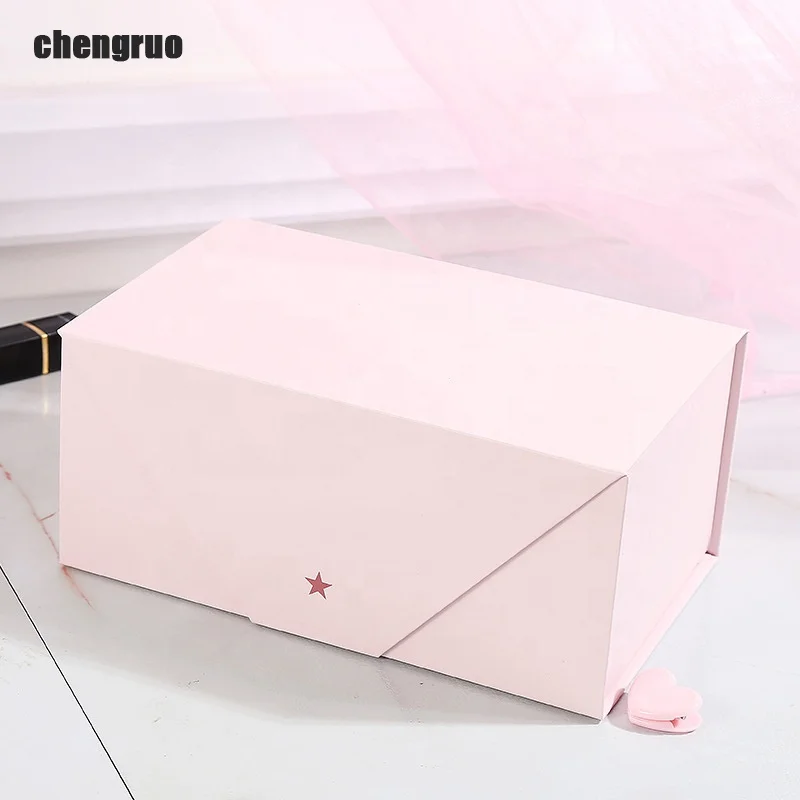 Chengruo Stock Emballage Bolsas Personalizadas Foldable Book Style Magnetic Closure Gift Paper Box Packaging
