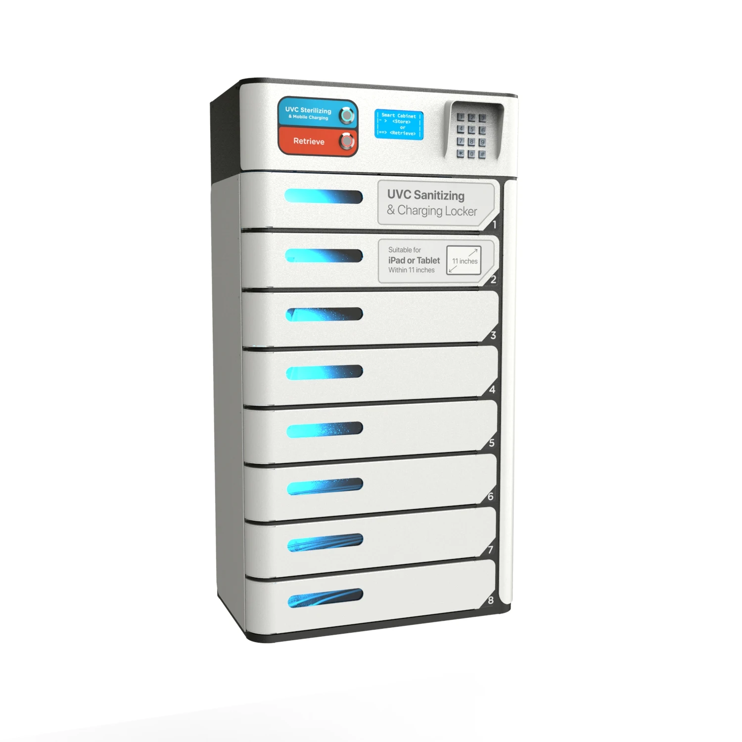 Y2Power VOX 8 Bay UV-C дезинфекции и шкаф с ячейками для планшетов коммерческих кабинет Зарядки станции для торговых центров, кампуса