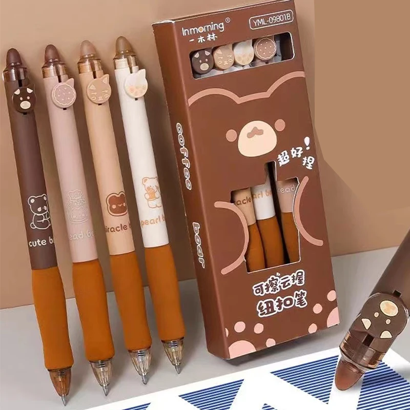 Kawaii Канцелярский набор маленький медведь 0 5 мм черные чернила стираемые гелевые ручки Школьные Инструменты для письма моющиеся волшебная ручка