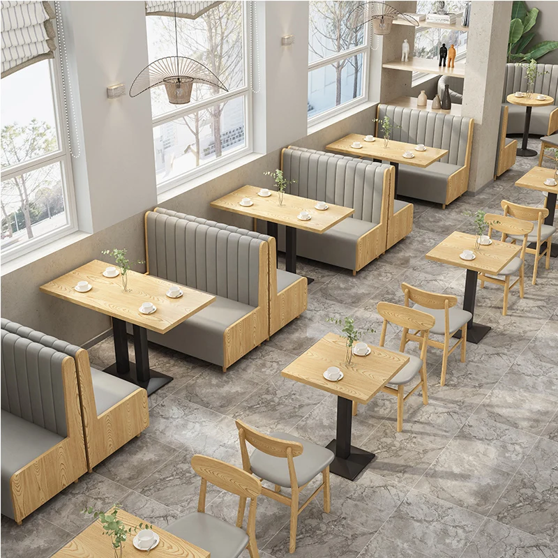 Customize Indoor Wooden Restaurant Furniture Semicircle Leather Booth Seating Sofa Bench With Table Chairs Sets