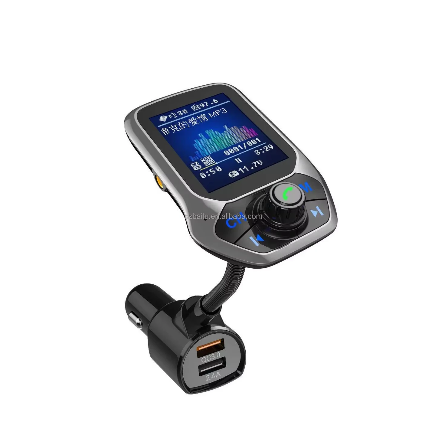 Car BT MP3 player USB USB QC3.0 car charger with screen FM transmitter
