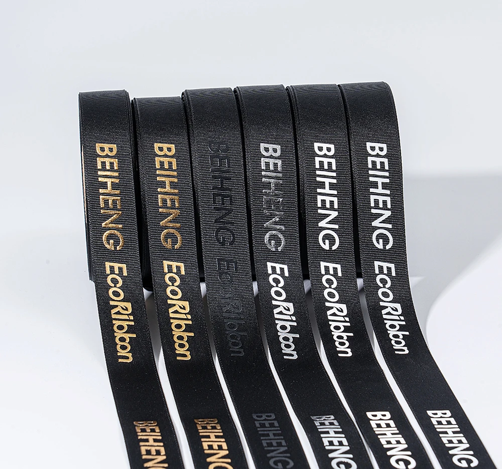 Ribbon with custom print sustainable brand name printed ribbon printing logo polyester ribbon