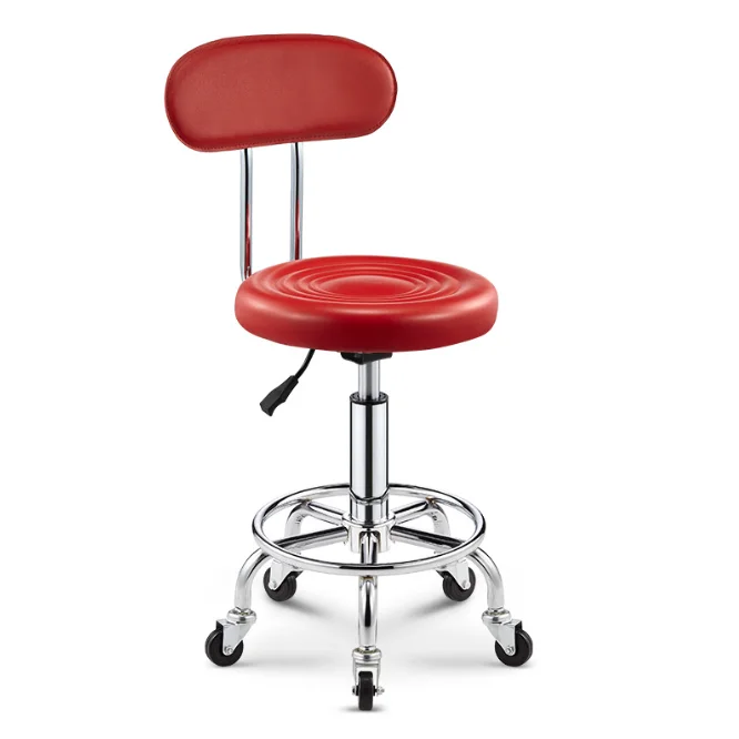 Modern Design Swivel Round Stool Stylish Cheap Bar Chair with Pulley for Barber Lab Reception or Outdoor Gym Use