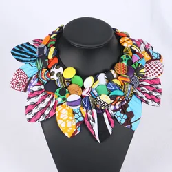 Ankara Button Tribal Necklace Handmade Flower Shape Women Necklace WYA063
