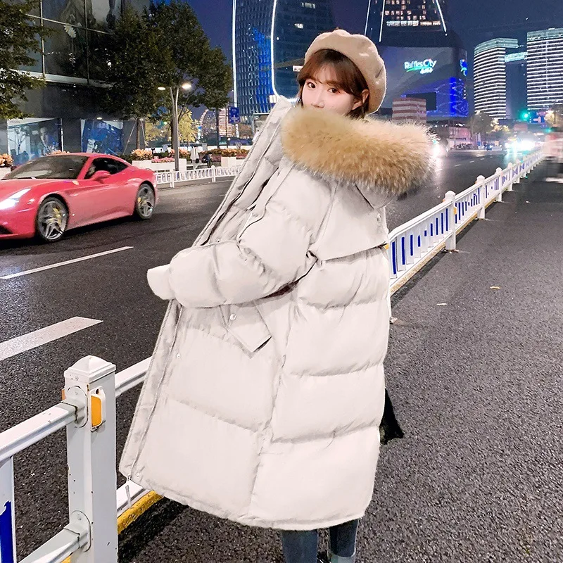 Ever Fashion abrigos 2021 Warm Winter Jacket Down Hood Women Coat Long Down Jacket With Solid Color