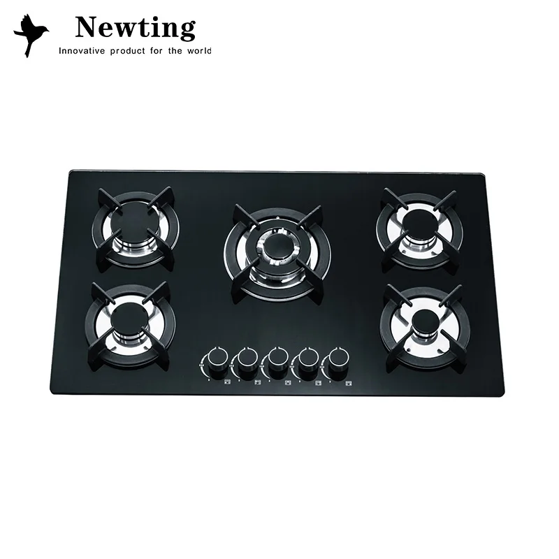 Cooking Kitchen Tempered Glass Top 5 Burner Gas Cooktops Gas Hob Gas Stove