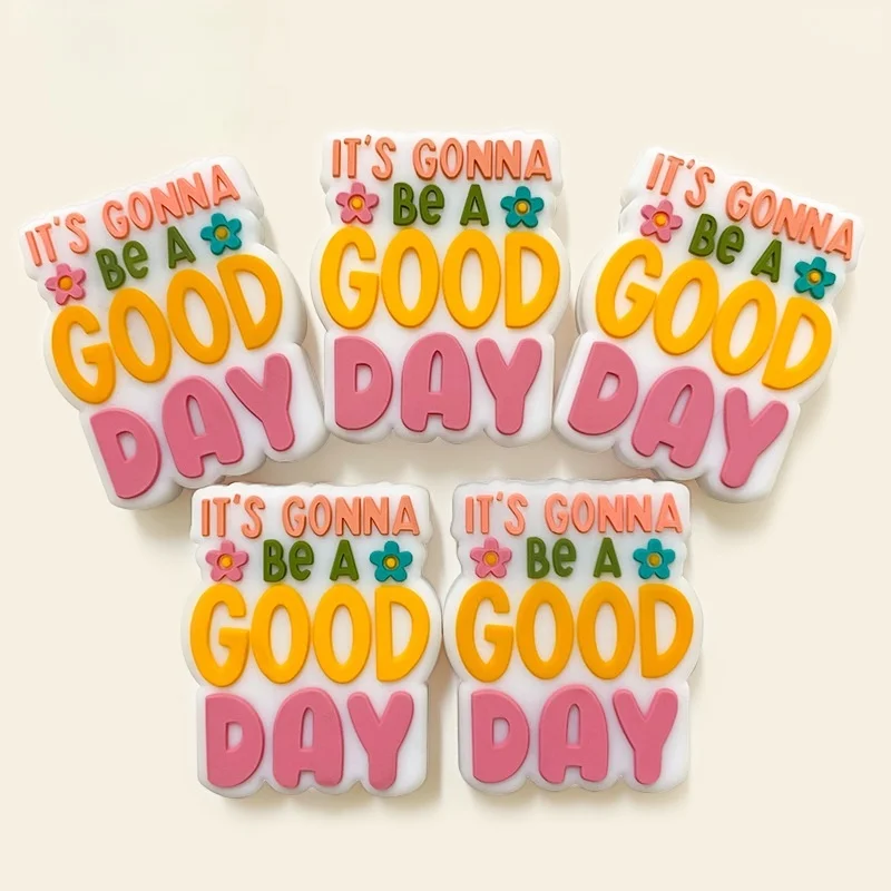 Factory new arrival jewelry making accessories English letter Good Day silicone beads for pen making