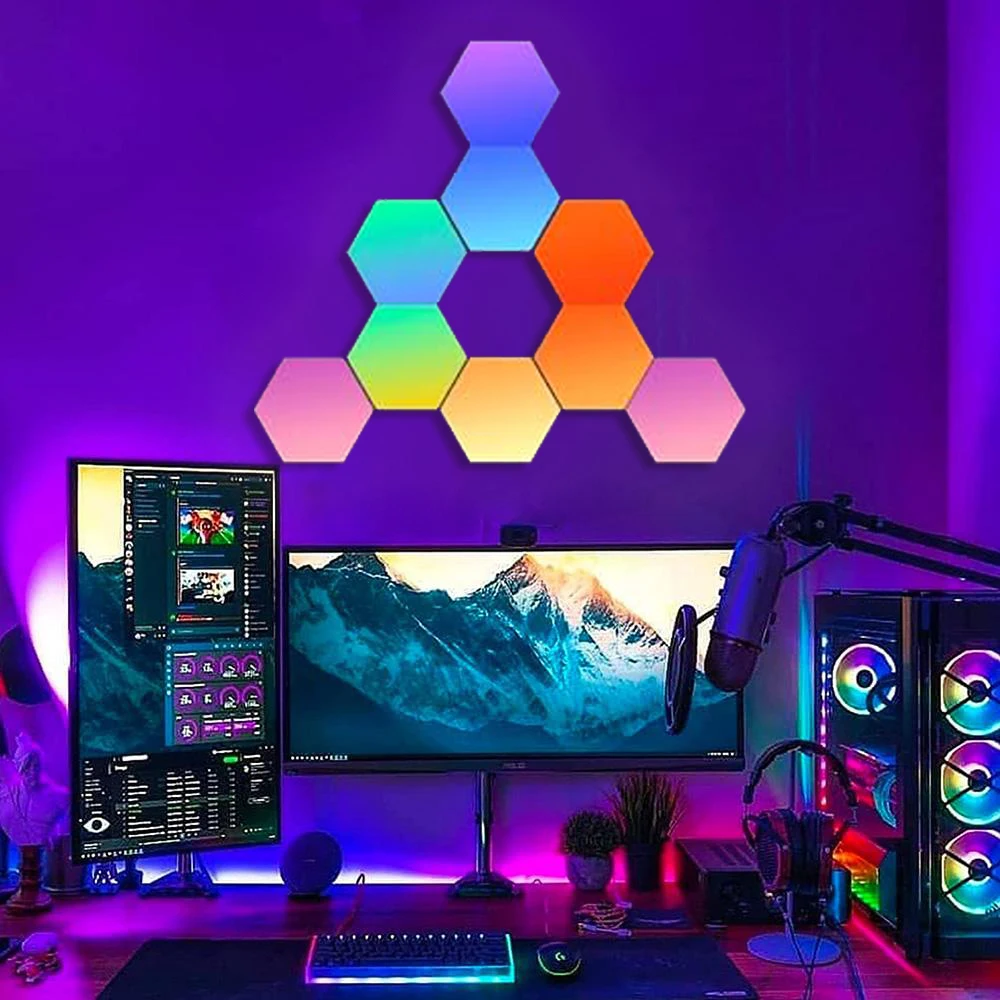 Smart LED Panel Wall Lamp Indoor Hexagonal LED Panel Light with DIY Touch Sensor for Living Room & Gaming Room