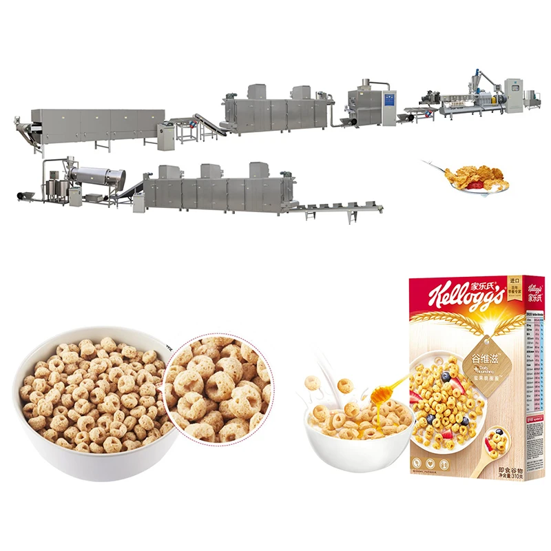 Automatic cheerios snacks roasted cereals food making machines baked cereals process machinery  frosted toasted corn flakes