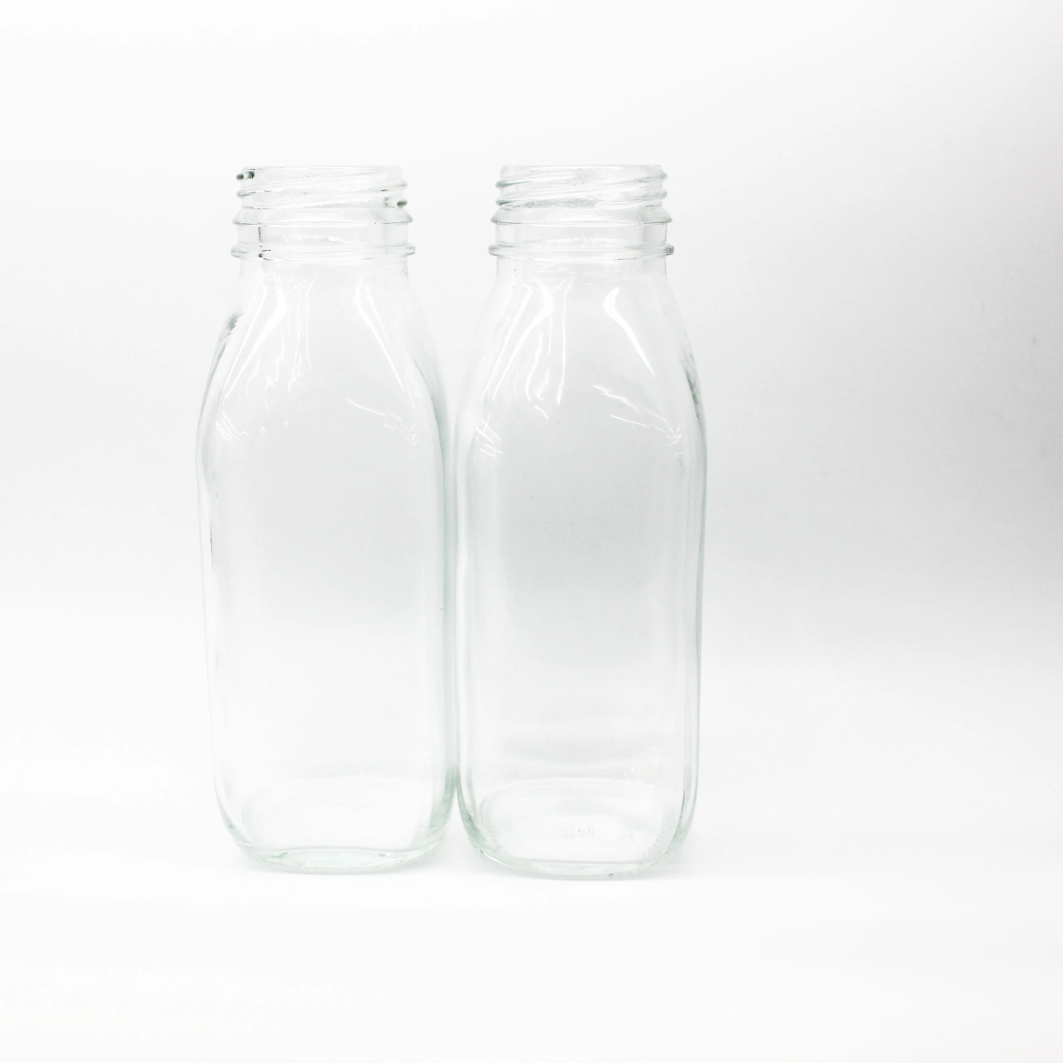 300ml empty Clear glass milk bottle Fruit juice beverage bottle glass drink bottle With Plastic anti-theft cover