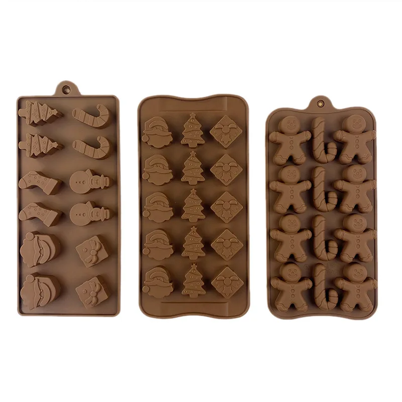 3D Custom DIY Silicone Chocolate Molds Rectangle Break-Apart BPA free Christmas Shape Silicone Chocolate Mold