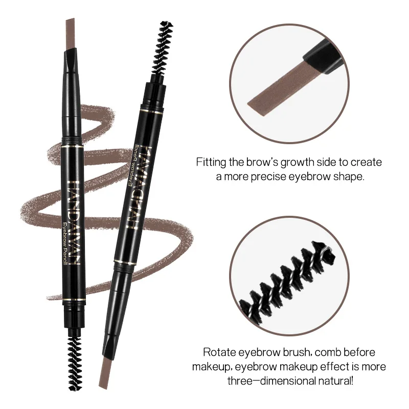 5 Color Automatic Rotating Eyebrow Pencil Double Head Waterproof Non-Smudge Triangle Eyebrow Pencil