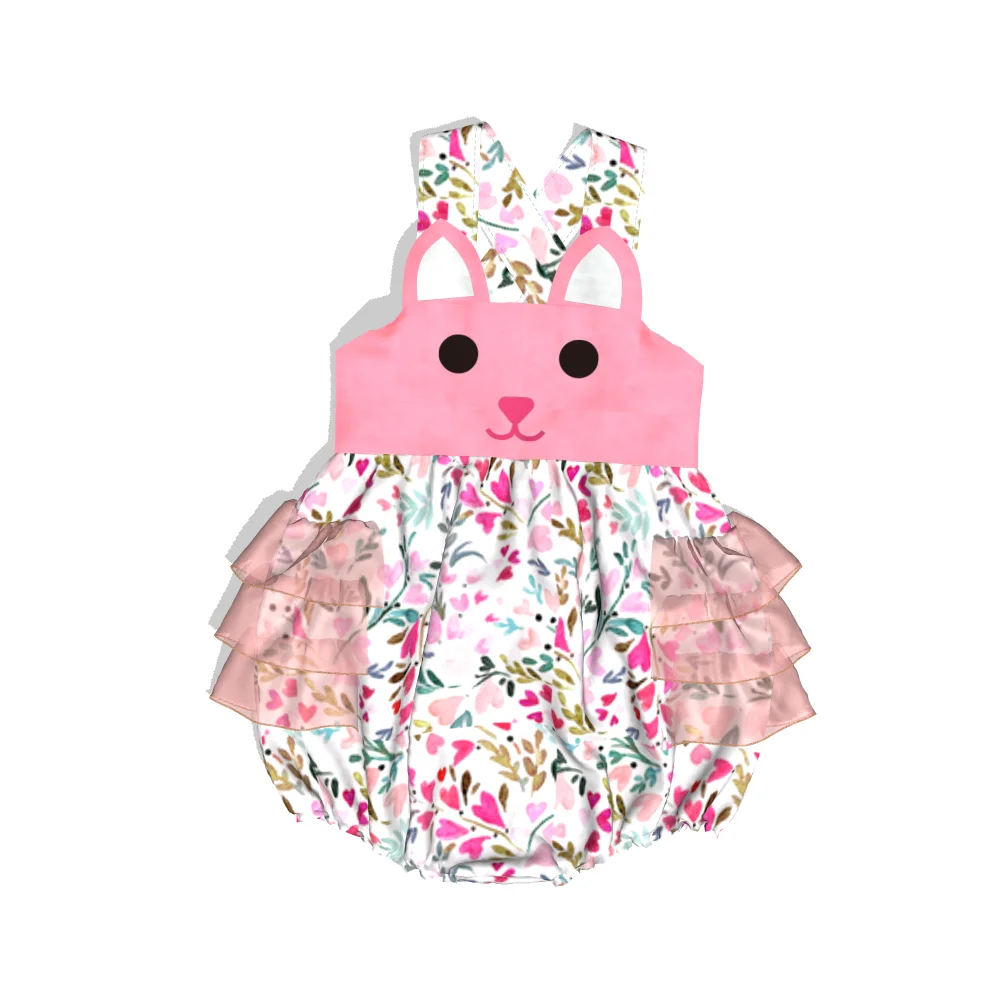 
high quality girls dress girl Easter rabbit dress beautiful floral girl dress wholesale 