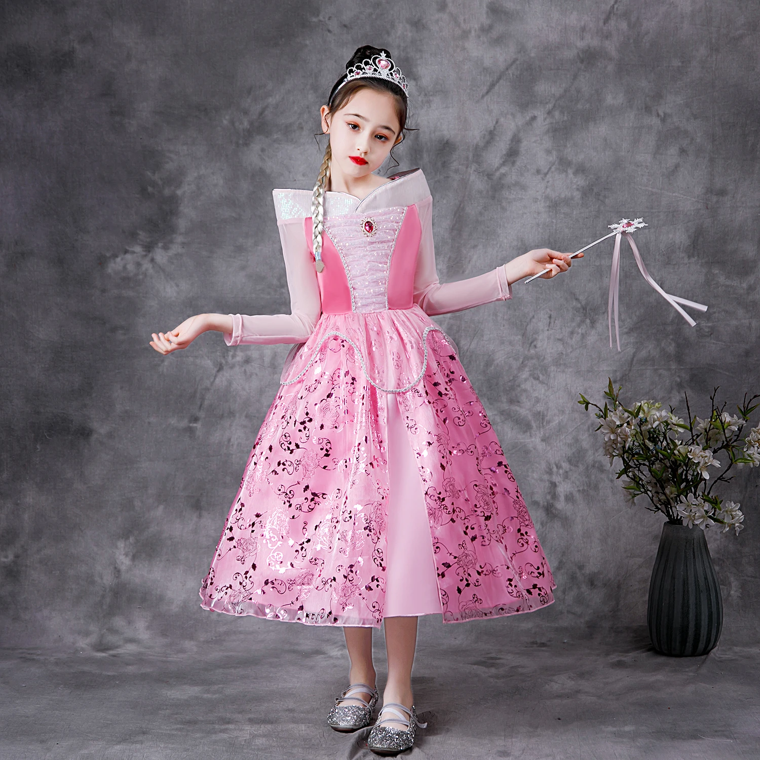 Hot Sale Girls Belle Aurora Sofia Summer Fancy Princess Costume Children Halloween Birthday Party Dress K72