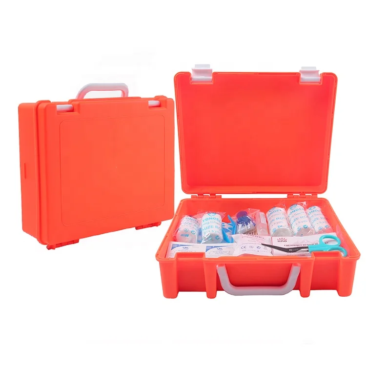 Customized Waterproof  Plastic Orange Trauma First Aid Box Emergency Medical Kit Box  First Aid Kit
