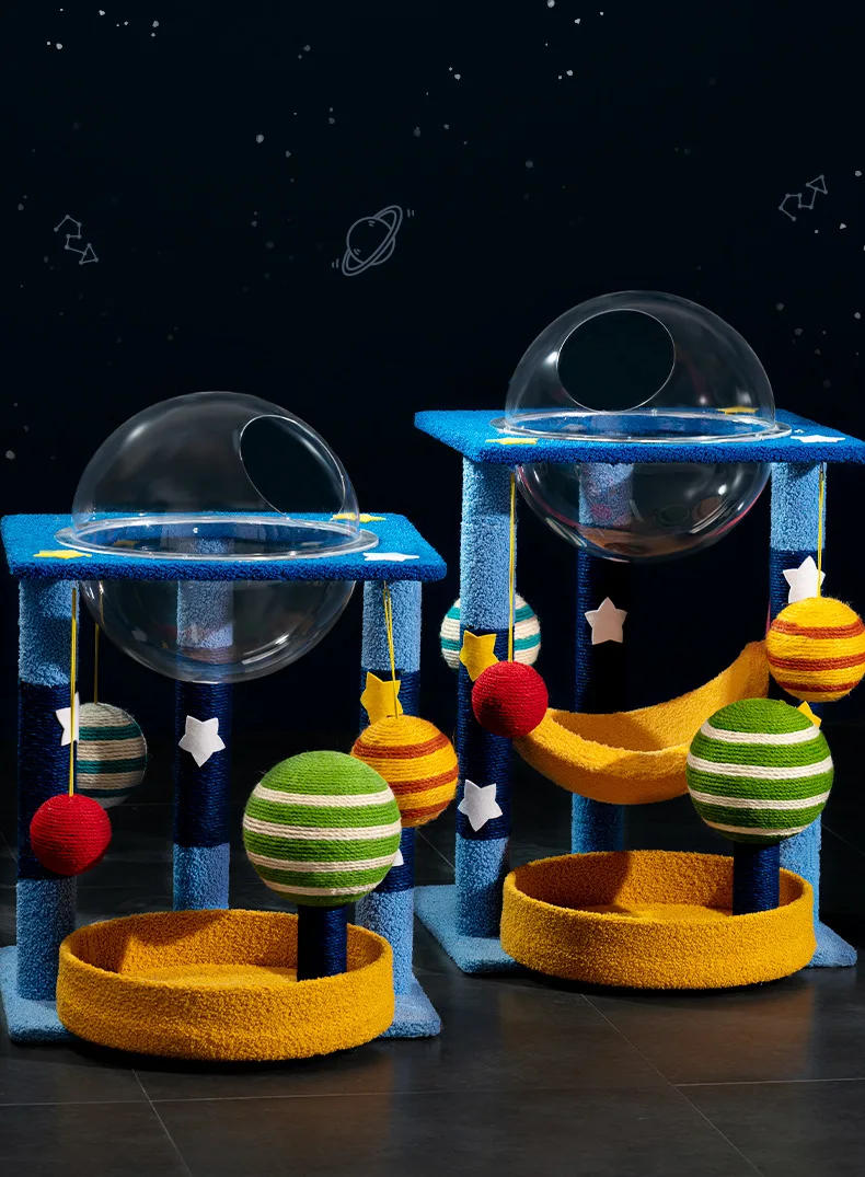 Cat Tree Interactive Toys With Natural Sisal Scratch Board Cats Castle House Luxury Pet House Cattery starry Cat Tower