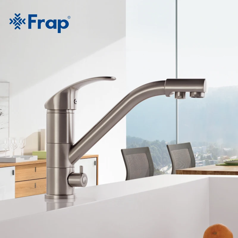 
Frap Hot Polishing Kitchen Sink Water Tap with Filter Water Chrome Brass Kitchen Faucet 