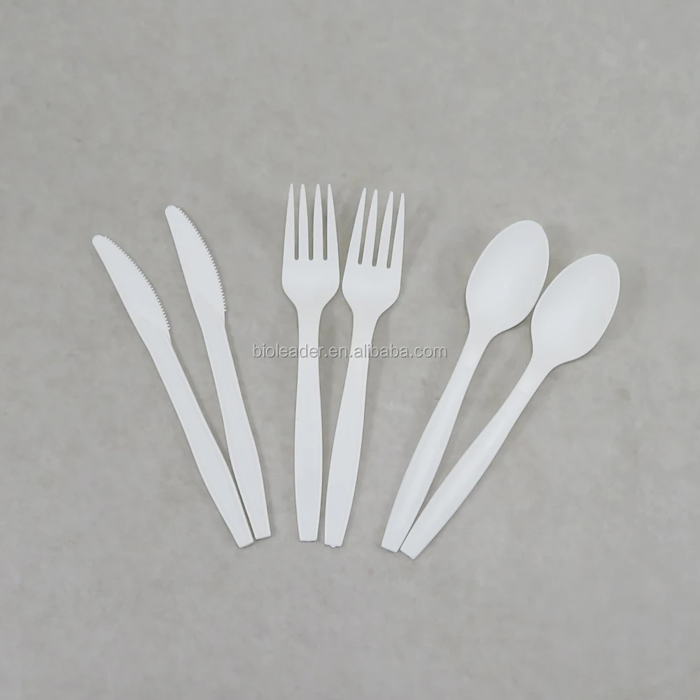 Cornstarch Material cutlery set 100% Biodegradable knife fork and spoon  for dinner