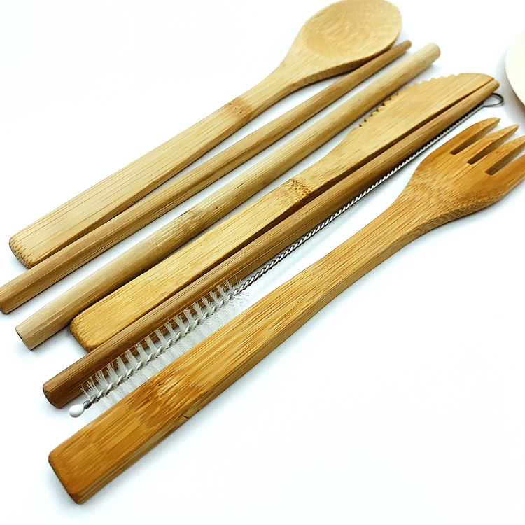Wholesale  Bamboo Wood Knife Spoon Fork Cutlery utensil Set