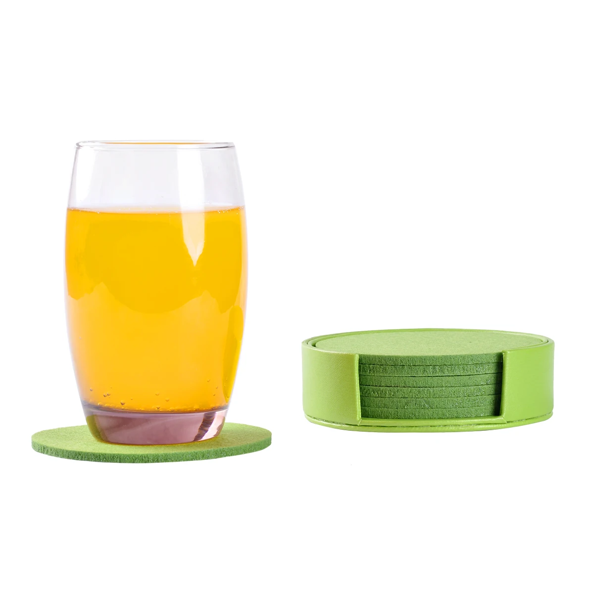 Simple Design Absorbent Round Drink Felt Cup Coasters With Holder,Customized Felt Cup Coaster Drink Coaster