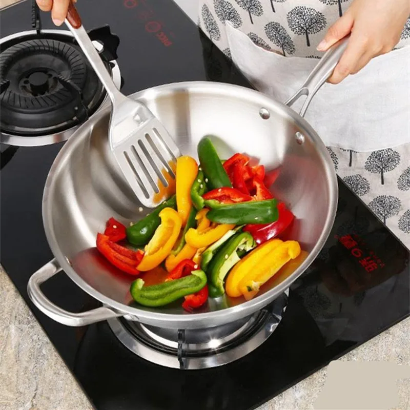 Кухонная посуда Бездымная кастрюля кухонная утварь 304 нержавеющей стали антипригарный ВОК