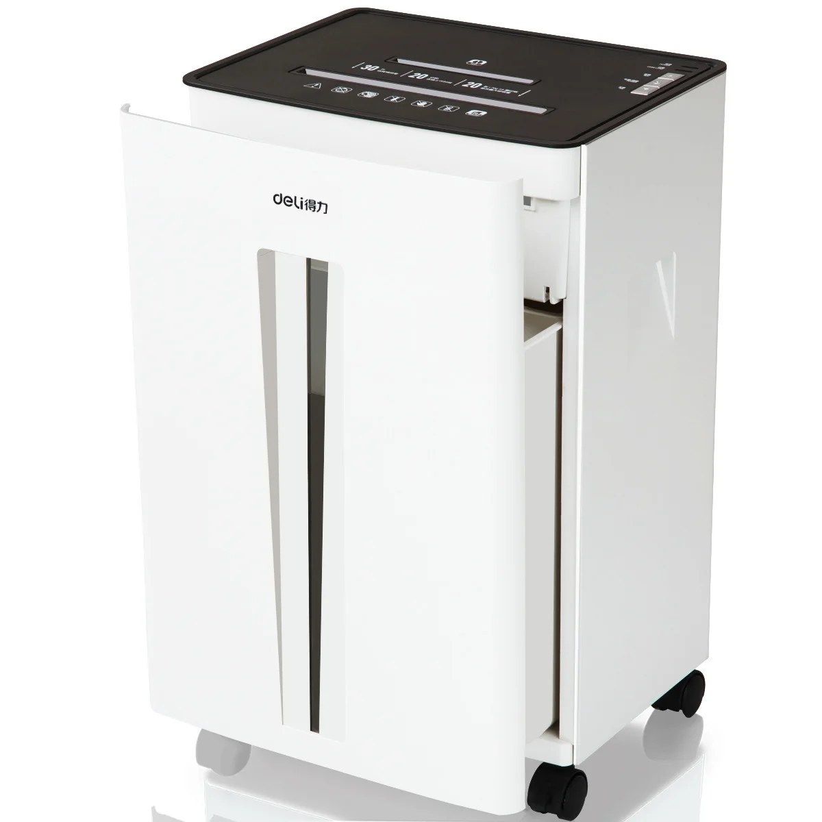 Deli 9918 high-quality office paper shredder, capable of shredding 20 sheets per time, 30L shatterable cards and discs