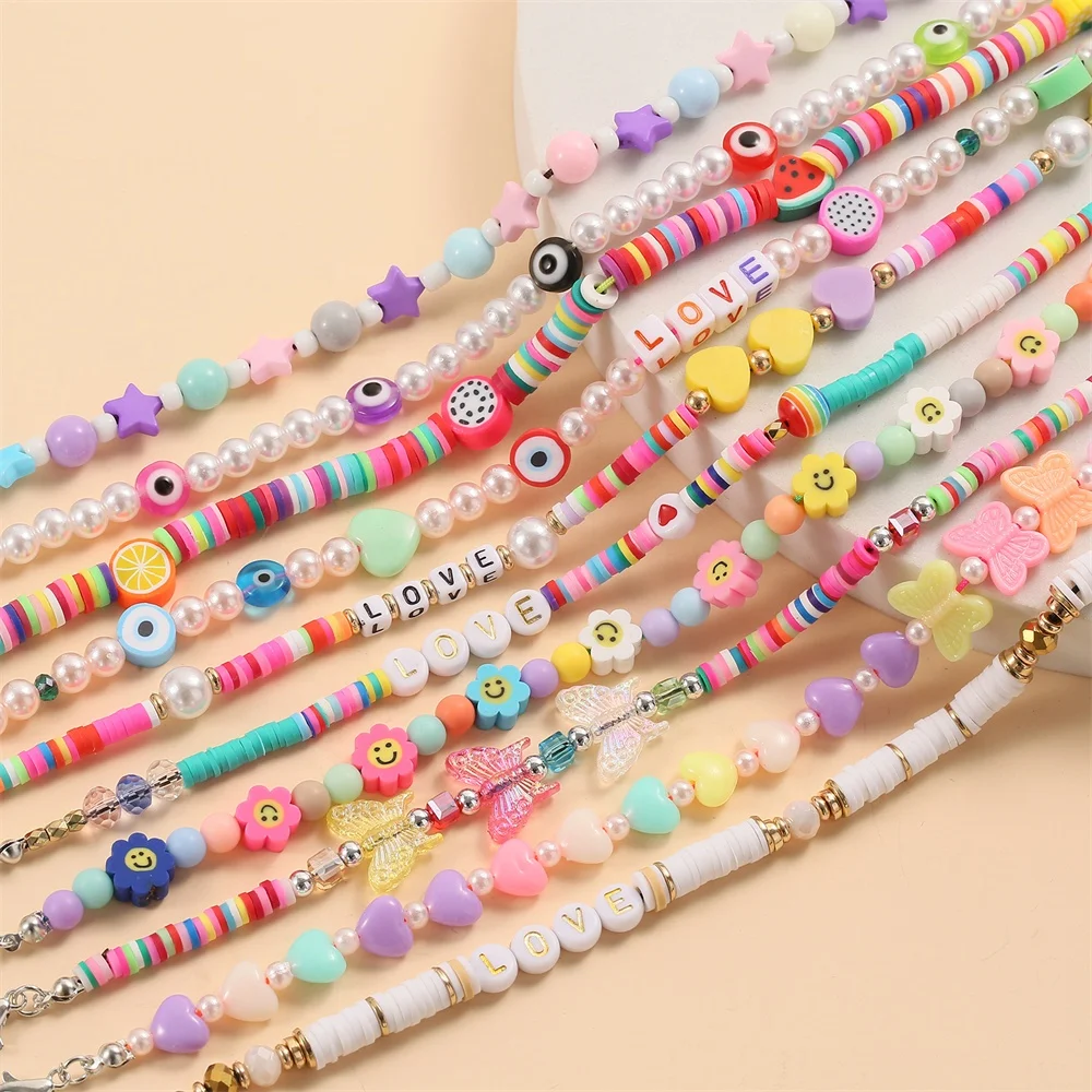 DIY polymer clay acrylic spacer bead Shoes chain Charm Colorful Beads shoes chain decoration shoes chain for boots jewelry