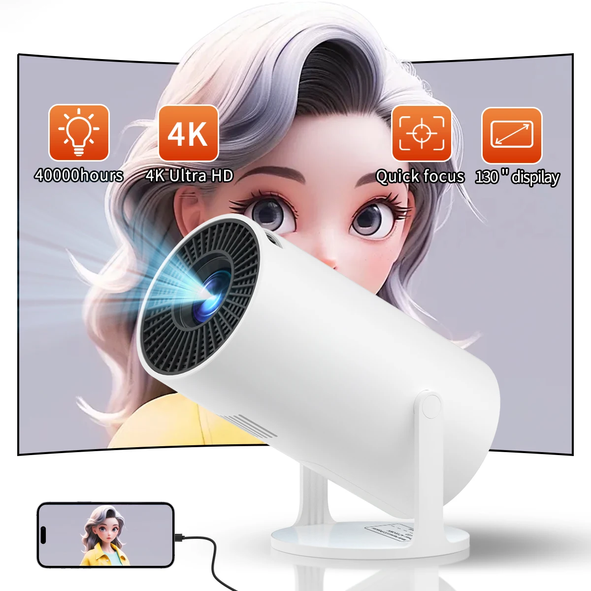 Проектор видеоигры HY300 pro Full Hd 720P беспроводной мини портативный проектор домашний кинотеатр наружный светодиодный видео Proyector